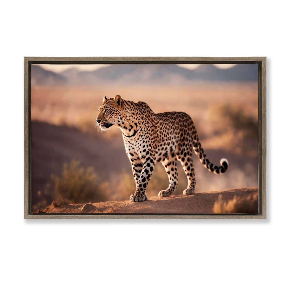 Cheetah On Patrol by Noah Bay Brown Floater Frame Animal Graphic Art Print 17 in. x 25 in. price history on PriceWatchPro