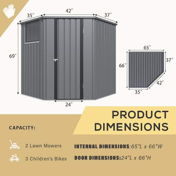 AECOJOY 6 ft. W x 6 ft. D Metal Corner Storage Shed with Openable