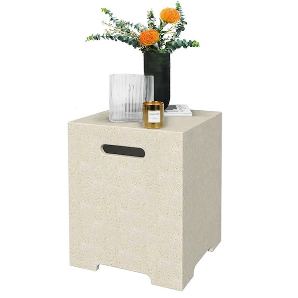 20 in. Square Terrazzo Outdoor Propane Tank Cover, Outdoor Side Table