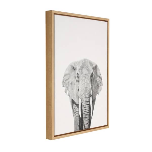 24 in. x 18 in. "Elephant Portrait" by Tai Prints Framed Canvas Wall Art