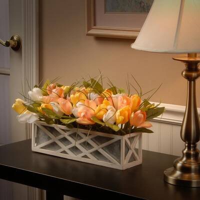 20 in. Planter with Assorted Color Tulips