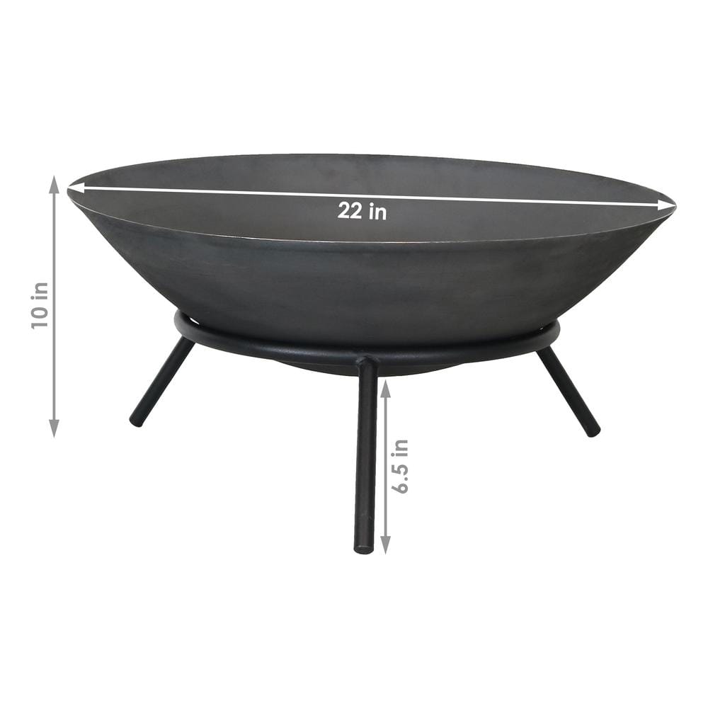 22-Inch Gray Cast Iron Wood-Burning Fire Pit with Stand