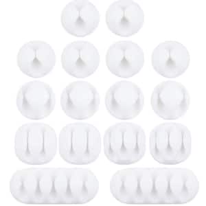 Cable Management Cord Organizer with Self Adhesive Cord Holder for Home, Office, Car in White (16-Pack)
