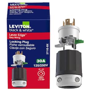 Leviton 30 Amp 125/250-Volt Locking Plug, Black and White 2711-CS R50 ...