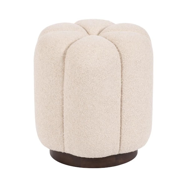 Lucida Dark Brown Wood Round Accent Small (Under 22 in.) Ottoman
