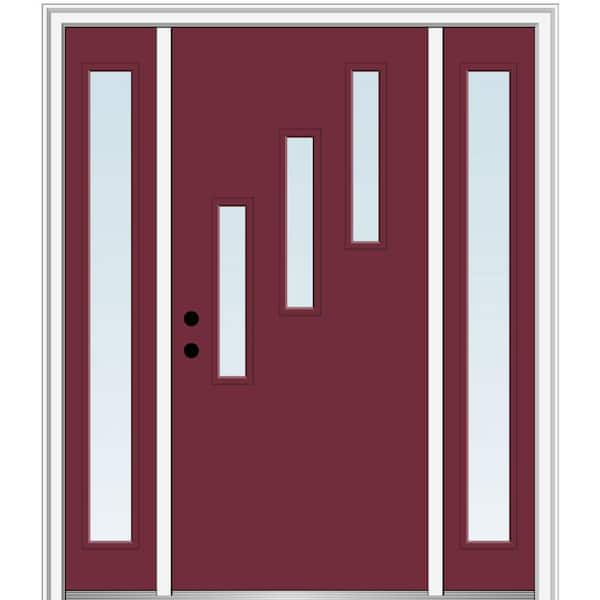 MMI Door 68.5 in. x 81.75 in. Davina Right-Hand Inswing 3-Lite Clear Low-E Painted Fiberglass Prehung Front Door with Sidelites