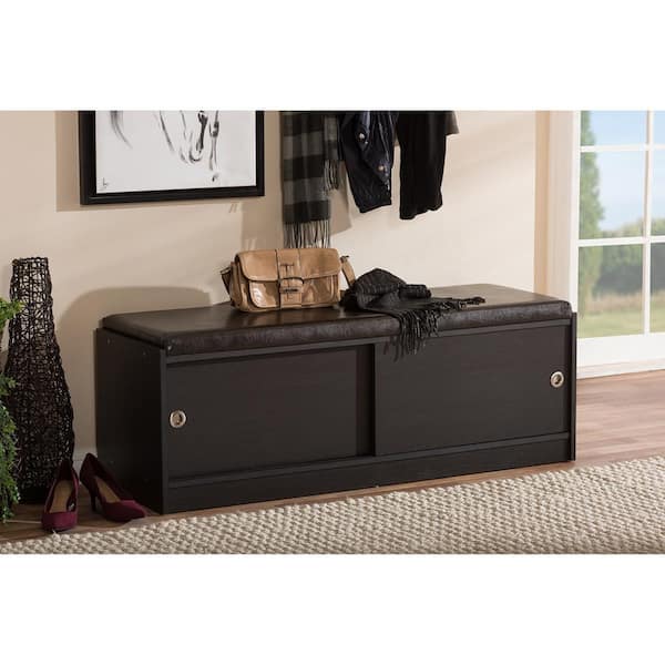 Baxton Studio Dark Brown Wood Bench 28862 6790 HD The Home Depot