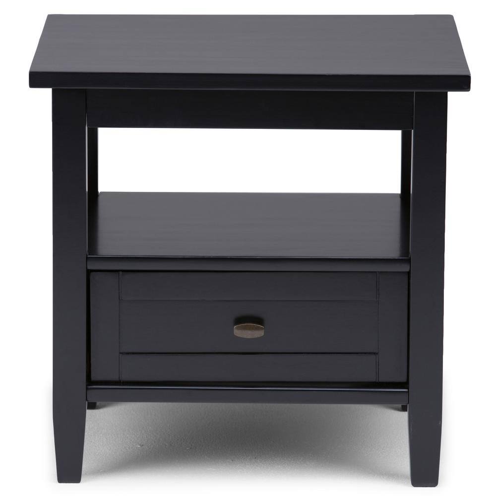 Warm Shaker 20" Black Solid Wood End Table with Storage