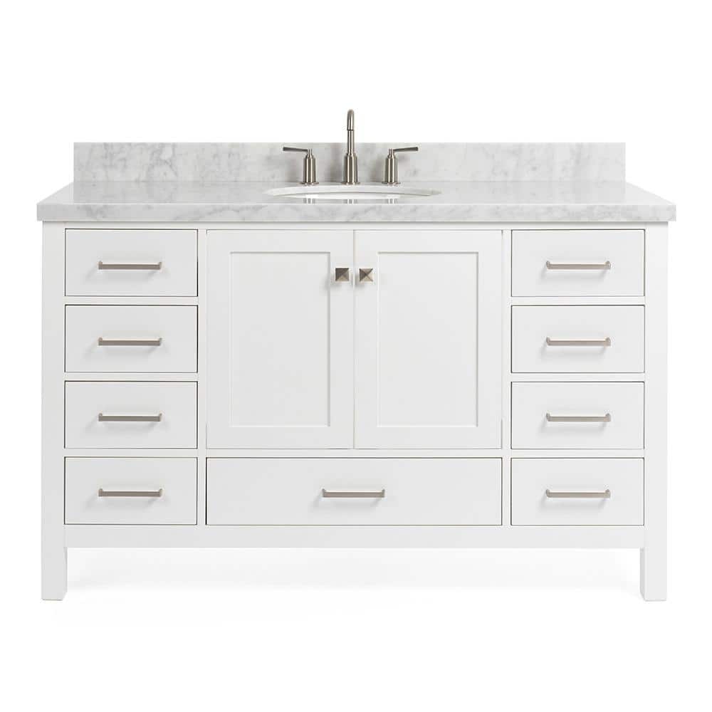 Cambridge 55" White Marble Top Single Basin Vanity