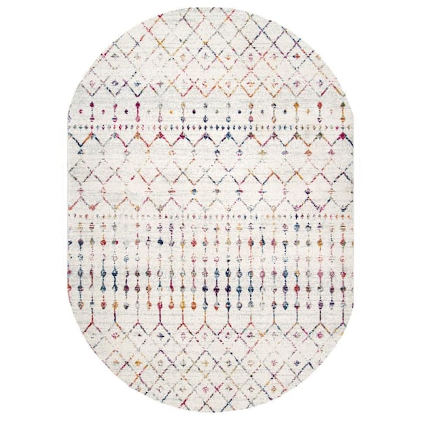 nuLOOM Blythe Modern Moroccan Trellis 7 ft. x 9 ft. Light Multi Oval Rug