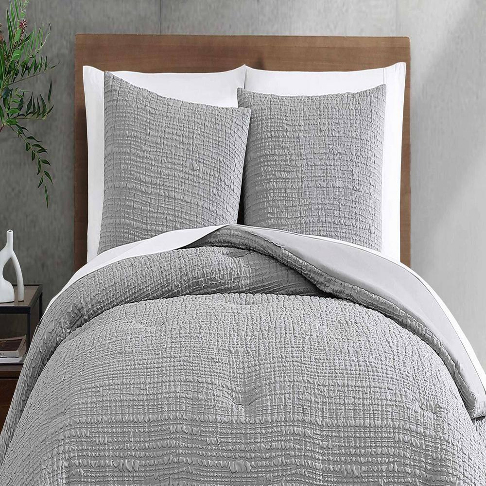 Gray Organic Microfiber Full Reversible Comforter Set