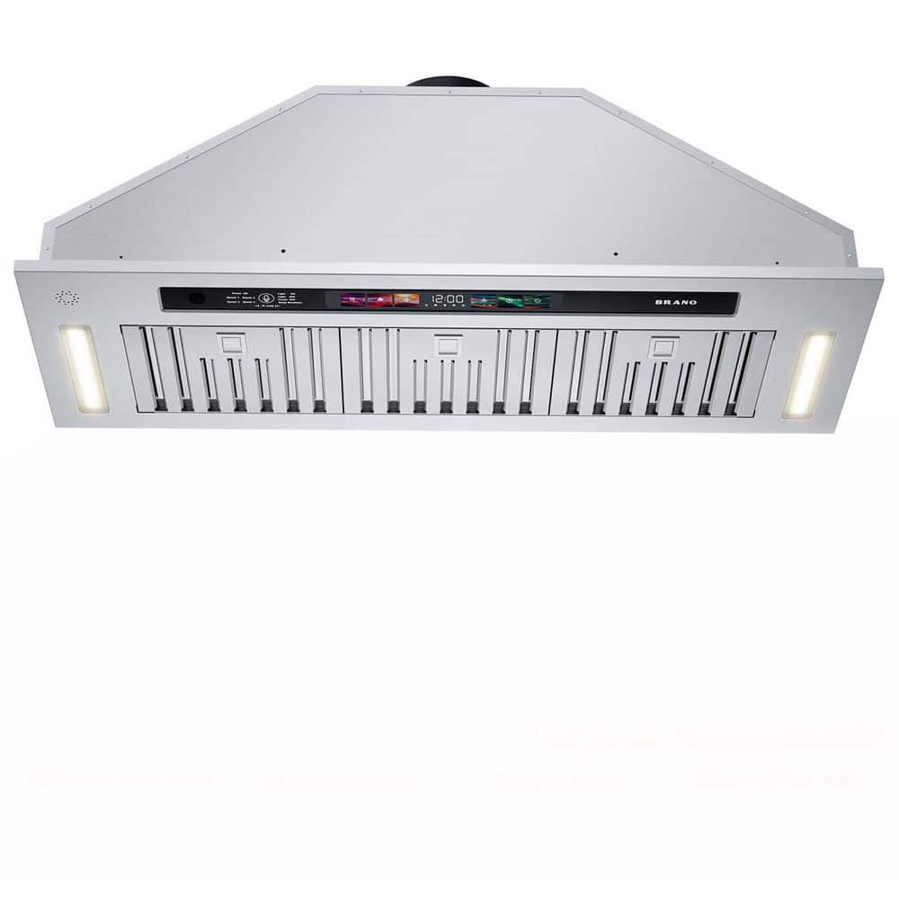 36 in. Insert Convertible Range Hood 900 CFM in Silver with Smart Voice, Gesture, Touch Control and 4-Speed Exhaust Fan
