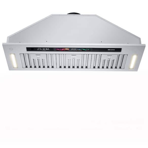 Unbranded 36 in. Insert Convertible Range Hood 900 CFM in Silver with Smart Voice, Gesture, Touch Control and 4-Speed Exhaust Fan