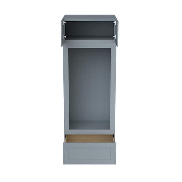 31 in. W x 24 in. D x 96 in. H Plywood Ready to Assemble Tall Oven Cabinet Kitchen Cabinet in Grey w/ Soft-Close Storage