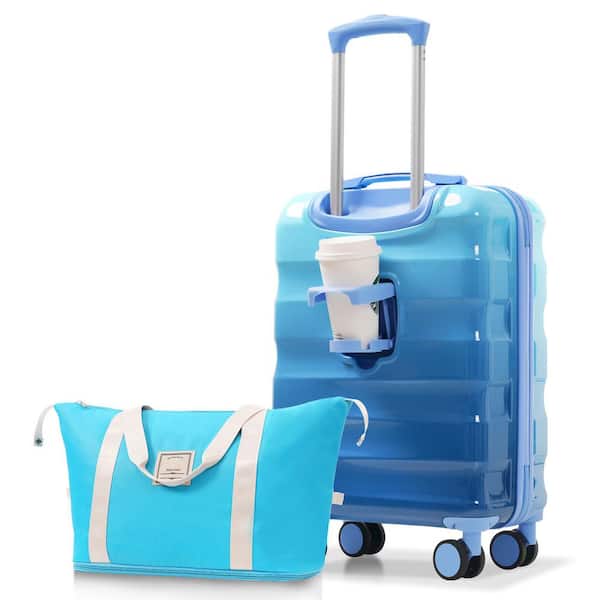 2-Piece 20 in Luggage Set with Cup Holder-Lightweight Glossy with Spinner Wheels, TSA Lock