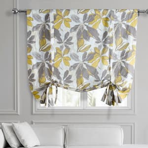 Sunny Day Gold Printed Cotton 46 in. W x 63 in. L Room Darkening Rod Pocket Tie-Up Window Shade (1 Panel)