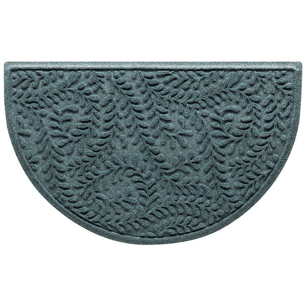 Waterhog Boxwood Bluestone 24 in. x 39 in. Half Round PET Polyester Indoor Outdoor Doormat