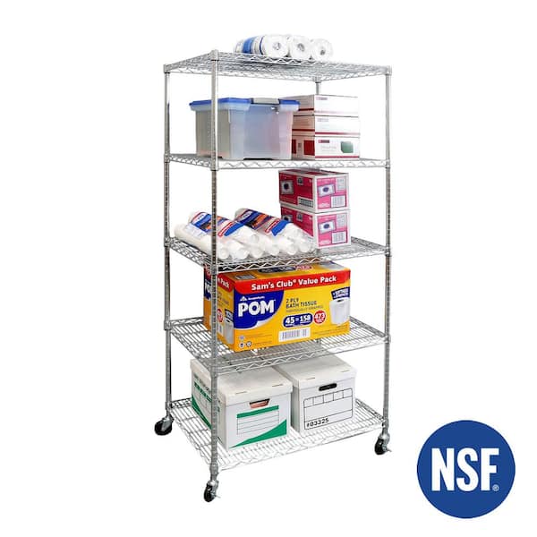 Rolling Steel Wire Shelving Unit 36, Home Depot Chrome Wire Shelving