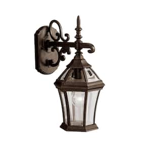 Townhouse 15.25 in. 1-Light Tannery Bronze Outdoor Hardwired Wall Lantern Sconce with No Bulbs Included (1-Pack)