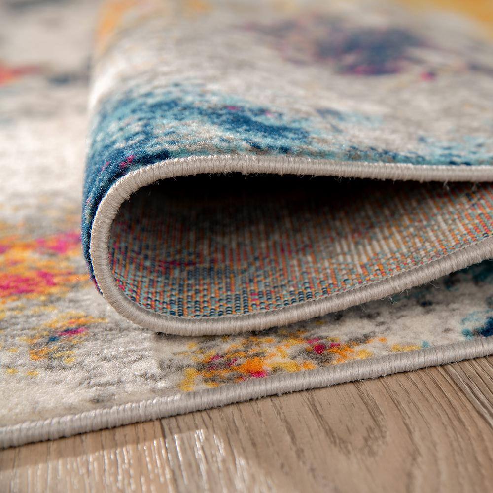 Abstract Multicolor Oval Synthetic Area Rug 6'6" x 9'