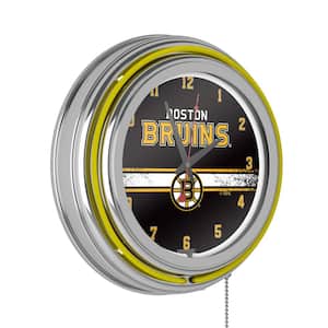 Boston Bruins Yellow Logo Lighted Analog Neon Clock