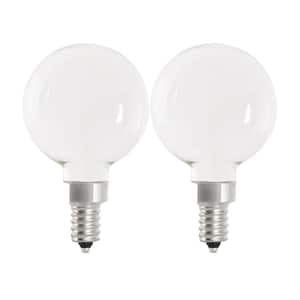 40-Watt Equivalent G16.5 E12 Candelabra Dimmable Filament CEC 90 CRI White Glass LED Light Bulb, Soft White (2-Pack)
