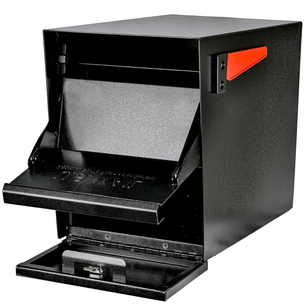 Black Steel Locking Post-Mount Security Mailbox