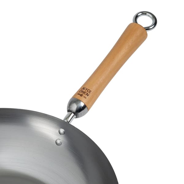 JOYCE CHEN Joyce Chen Professional Series 14 in. Silver Carbon Steel Wok  with Phenolic Handles J22-0060 - The Home Depot
