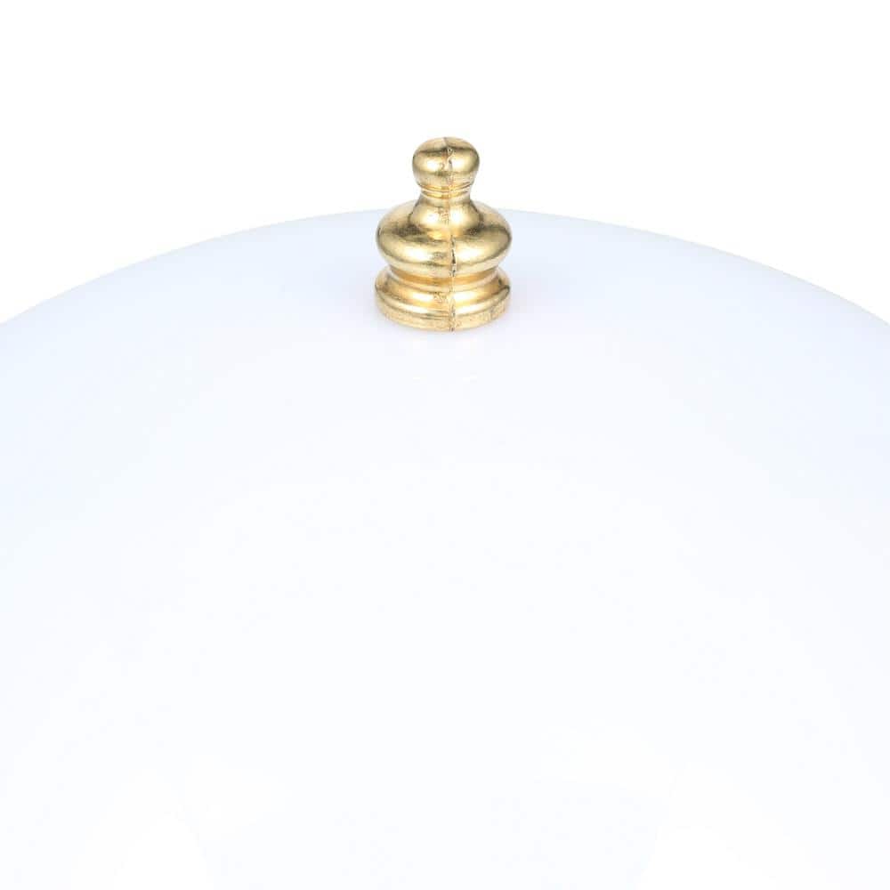 White Acrylic Dome Clip-On Lamp Shade with Brass Finial