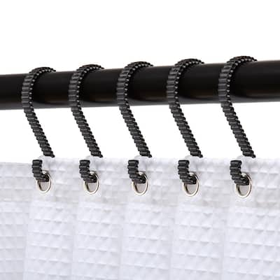 Black Shower Curtain Hooks, Matte Black Double Shower Curtain Hooks