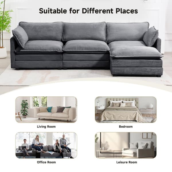 JEAREY 112 in. W 4-Piece Modern Fabric Sectional Sofa with
