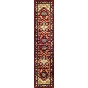 Heritage Red 2 ft. x 14 ft. Border Floral Medallion Runner Rug