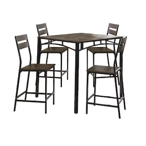 Westport Rustic Style Counter Height Table Set in Antique Brown and Black (5-Piece)