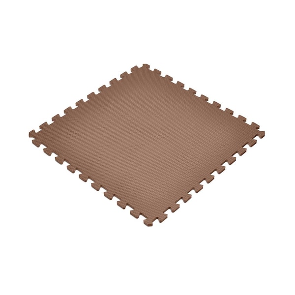 Brown 24 in. x 24 in. EVA Foam Non-Toxic Solid Color Interlocking Tiles (144 sq. ft. - 36 tiles)