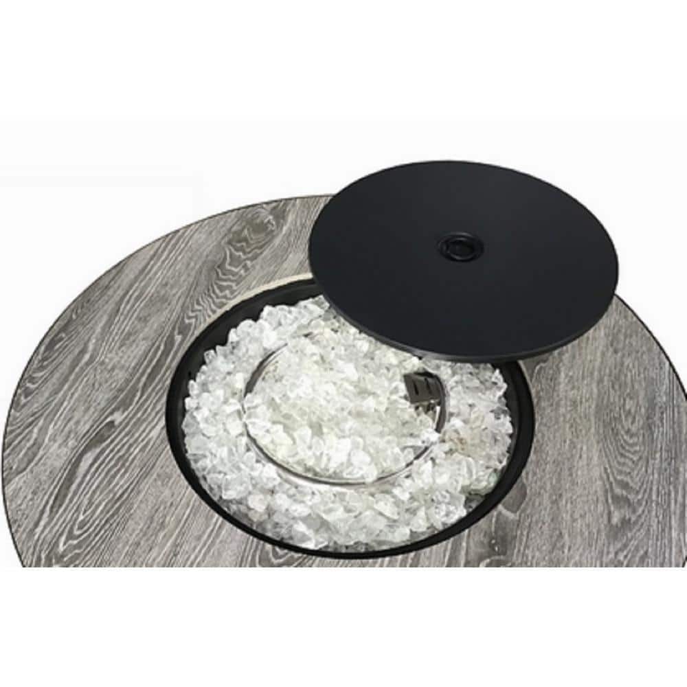Round Black Faux Wood Gas Fire Pit Table