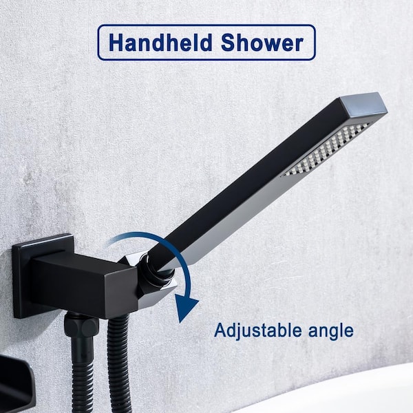 Dimakai Single Handle 1-Spray 2 GPM Wall Mounted Bathtub Faucet with Handheld Shower in Brush Nickle