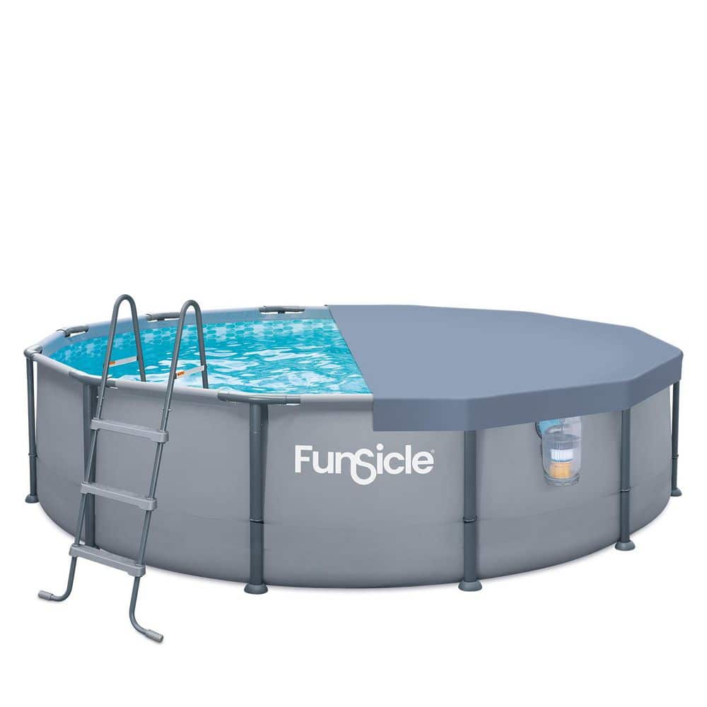 Funsicle Oasis 12 ft. Round 36 in. Deep Metal Frame Above Ground Pool ...