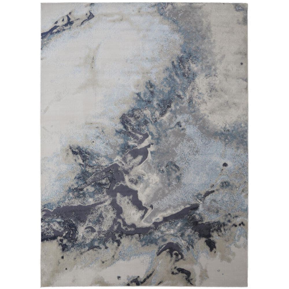 HomeRoots 7 ft. x 10 ft. Blue Abstract Area Rug 2000512864 - The Home Depot