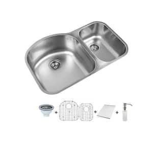 31.5 in. Double Bowl 70/30 split Undermount Stainless Steel Kitchen Sink