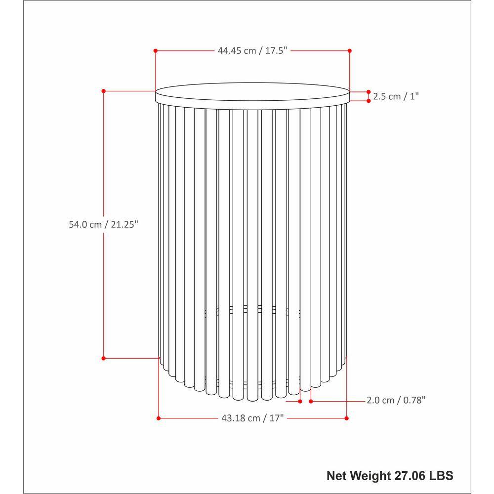 Demy 18'' White Marble and Black Metal Round Accent Table