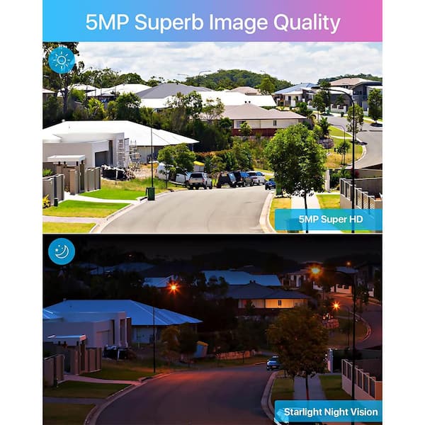 4K 8-Channel 5MP 2TB POE NVR Home Security Camera System with 8X Wired Spotlight Cameras, Car Detect, Face Recognition