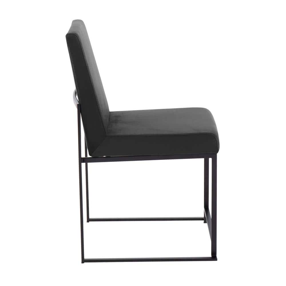 Elegant High Back Fuji Dining Chairs in Black Velvet and Steel