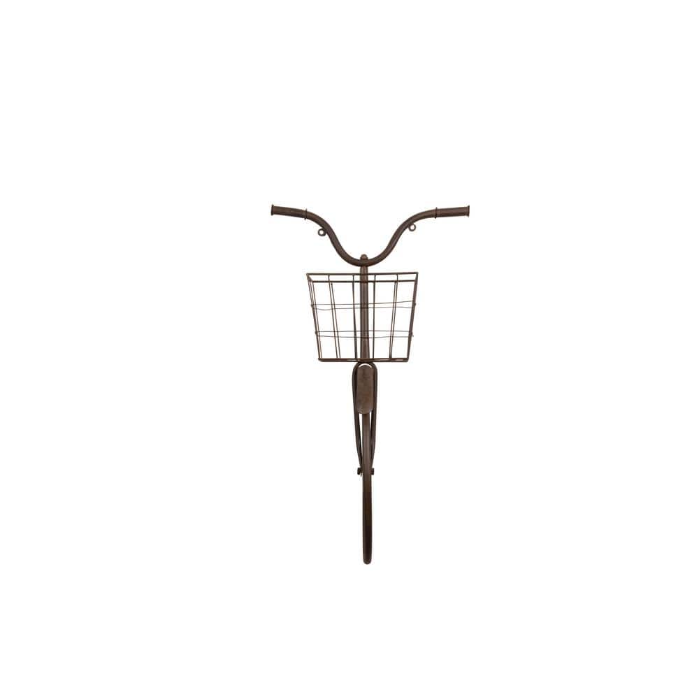 Distressed Rust Iron Bike Wall Decor with Basket, 30"