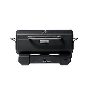 Portable Charcoal Grill and Smoker in Black with Analog Temperature Control