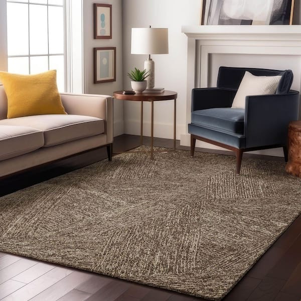 Mayfield Premium Machine Washable Abstract AMF991 Chocolate 3 ft. x 4 ft. Area Rug
