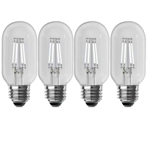 40-Watt Equivalent T14 Dimmable Straight Filament Clear Glass E26 Vintage Edison LED Light Bulb, Daylight 5000K (4-Pack)