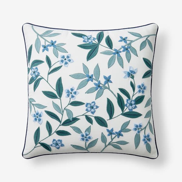 Company Cotton Julienne Mini Floral Garden Decorative Blue 20 in. L x 20 in. W Throw Pillow Cover