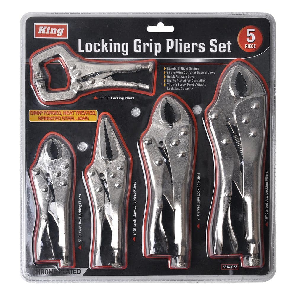 KING Assorted Locking Grip Pliers Set (5-Piece) 3614-0 - The Home