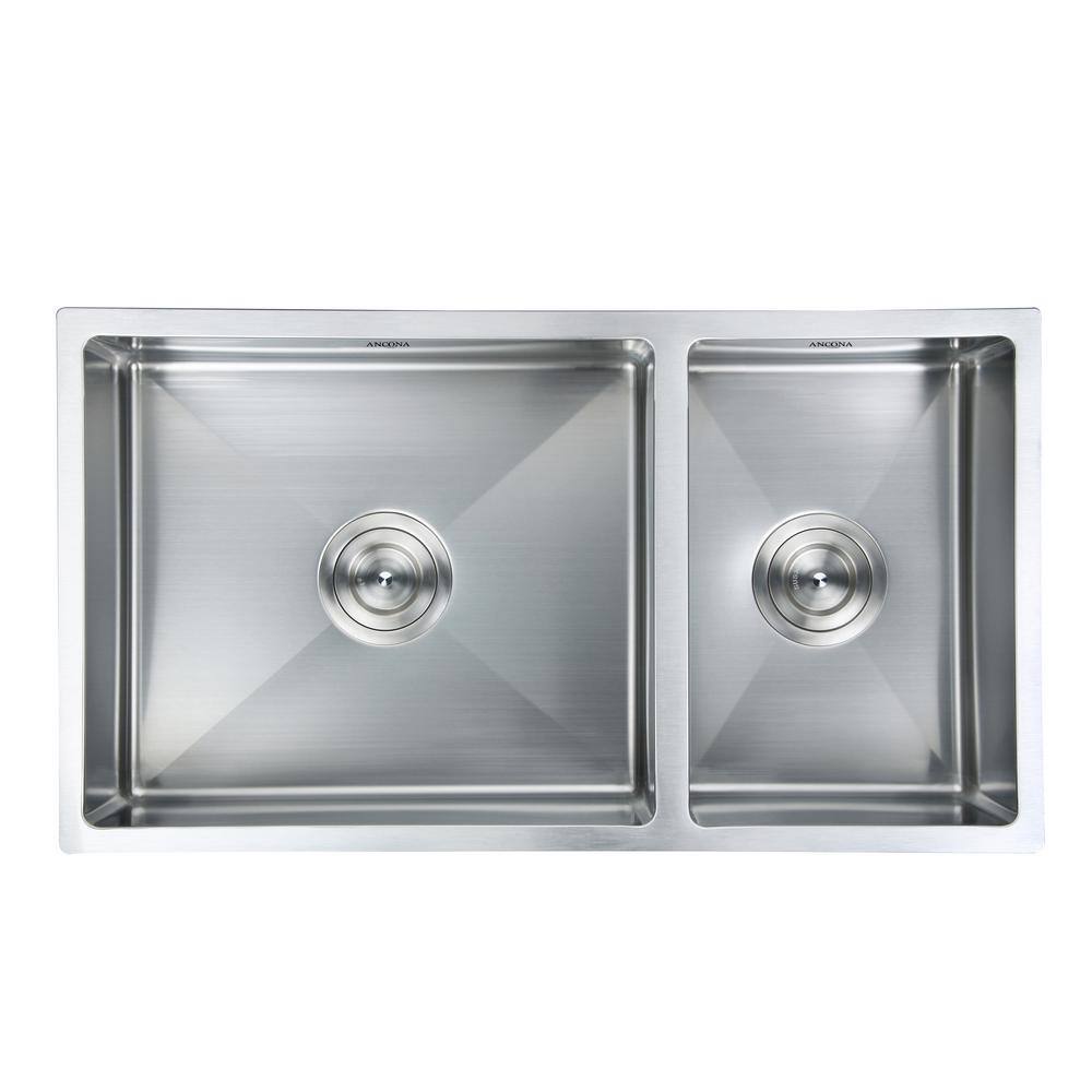 Prestige 32'' Satin Stainless Steel Double Bowl Undermount Kitchen Sink