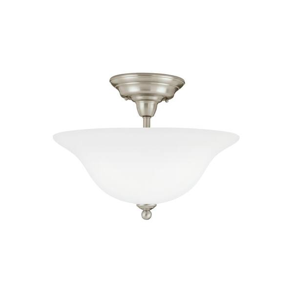 Generation Lighting Sussex 3-Light Brushed Nickel Flush Mount with LED Bulbs